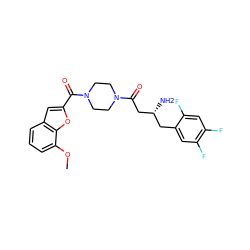 COc1cccc2cc(C(=O)N3CCN(C(=O)C[C@H](N)Cc4cc(F)c(F)cc4F)CC3)oc12 ZINC000084672499