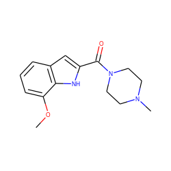 COc1cccc2cc(C(=O)N3CCN(C)CC3)[nH]c12 ZINC000082303764