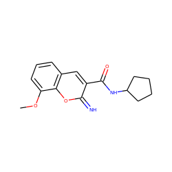 COc1cccc2cc(C(=O)NC3CCCC3)c(=N)oc12 ZINC000084668875