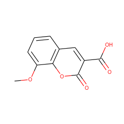 COc1cccc2cc(C(=O)O)c(=O)oc12 ZINC000000084532