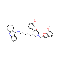 COc1cccc2cc(CN(CCCCCCCNc3c4c(nc5ccccc35)CCCCC4)Cc3cc4cccc(OC)c4o3)oc12 ZINC000653776581