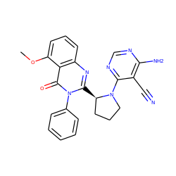 COc1cccc2nc([C@@H]3CCCN3c3ncnc(N)c3C#N)n(-c3ccccc3)c(=O)c12 ZINC000221060911