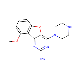 COc1cccc2oc3c(N4CCNCC4)nc(N)nc3c12 ZINC000073385855