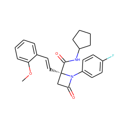 COc1ccccc1/C=C/[C@@]1(C(=O)NC2CCCC2)CC(=O)N1c1ccc(F)cc1 ZINC000001380415