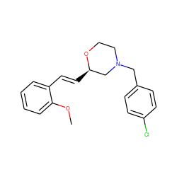COc1ccccc1/C=C/[C@@H]1CN(Cc2ccc(Cl)cc2)CCO1 ZINC000013579695