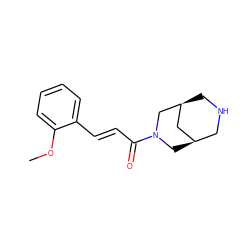 COc1ccccc1/C=C/C(=O)N1C[C@@H]2CNC[C@@H](C2)C1 ZINC000103257390