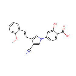 COc1ccccc1/C=C/c1cn(-c2ccc(C(=O)O)c(O)c2)cc1C#N ZINC000200847130