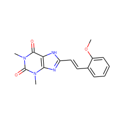 COc1ccccc1/C=C/c1nc2c([nH]1)c(=O)n(C)c(=O)n2C ZINC000013826929