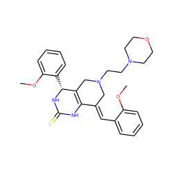 COc1ccccc1/C=C1\CN(CCN2CCOCC2)CC2=C1NC(=S)N[C@@H]2c1ccccc1OC ZINC000096282912