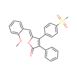 COc1ccccc1/C=C1\OC(=O)C(c2ccccc2)=C1c1ccc(S(C)(=O)=O)cc1 ZINC000096929016