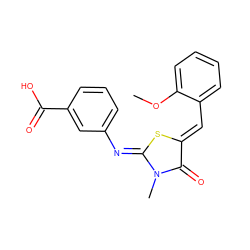 COc1ccccc1/C=C1\S/C(=N\c2cccc(C(=O)O)c2)N(C)C1=O ZINC000008626209