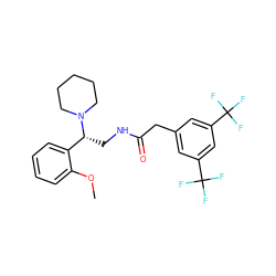 COc1ccccc1[C@@H](CNC(=O)Cc1cc(C(F)(F)F)cc(C(F)(F)F)c1)N1CCCCC1 ZINC000013835147