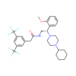 COc1ccccc1[C@@H](CNC(=O)Cc1cc(C(F)(F)F)cc(C(F)(F)F)c1)N1CCN(C2CCCCC2)CC1 ZINC000027518232