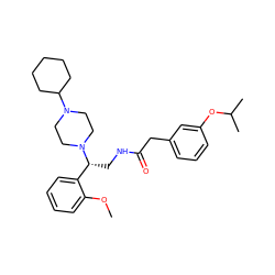 COc1ccccc1[C@@H](CNC(=O)Cc1cccc(OC(C)C)c1)N1CCN(C2CCCCC2)CC1 ZINC000022940851