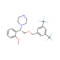 COc1ccccc1[C@@H](COCc1cc(C(F)(F)F)cc(C(F)(F)F)c1)N1CCNCC1 ZINC000022926837