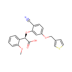 COc1ccccc1[C@@H](Oc1cc(OCc2ccsc2)ccc1C#N)C(=O)O ZINC000013558017