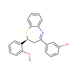 COc1ccccc1[C@@H]1CC(c2cccc(O)c2)=Nc2ccccc2S1 ZINC000040973771