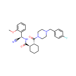COc1ccccc1[C@H](C#N)NC(=O)[C@@H]1CCCC[C@H]1C(=O)N1CCN(Cc2ccc(F)cc2)CC1 ZINC000013975410
