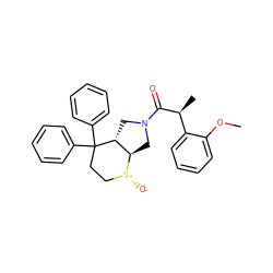 COc1ccccc1[C@H](C)C(=O)N1C[C@@H]2[C@@H](C1)C(c1ccccc1)(c1ccccc1)CC[S@@+]2[O-] ZINC000013781133