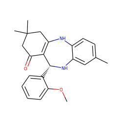 COc1ccccc1[C@H]1Nc2cc(C)ccc2NC2=C1C(=O)CC(C)(C)C2 ZINC000043123378