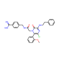 COc1ccccc1-c1c(Cl)nc(NCCc2ccccc2)c(=O)n1CC(=O)NCc1ccc(C(=N)N)cc1 ZINC000014955993