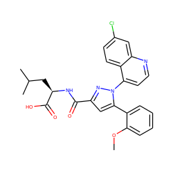 COc1ccccc1-c1cc(C(=O)N[C@H](CC(C)C)C(=O)O)nn1-c1ccnc2cc(Cl)ccc12 ZINC000103233096