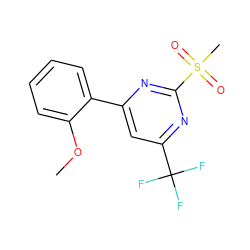 COc1ccccc1-c1cc(C(F)(F)F)nc(S(C)(=O)=O)n1 ZINC000000200512