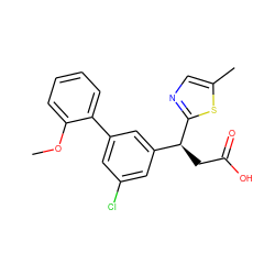 COc1ccccc1-c1cc(Cl)cc([C@H](CC(=O)O)c2ncc(C)s2)c1 ZINC001772584010