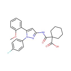 COc1ccccc1-c1cc(NC(=O)C2(C(=O)O)CCCCC2)nn1-c1ccc(F)cc1 ZINC000299866366