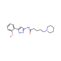 COc1ccccc1-c1cc(NC(=O)CCCCN2CCCCC2)n[nH]1 ZINC000084740601