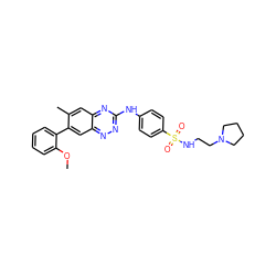 COc1ccccc1-c1cc2nnc(Nc3ccc(S(=O)(=O)NCCN4CCCC4)cc3)nc2cc1C ZINC000096167757