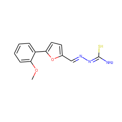 COc1ccccc1-c1ccc(/C=N/N=C(/N)S)o1 ZINC000013474205