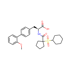 COc1ccccc1-c1ccc(C[C@H](NC(=O)C2(S(=O)(=O)C3CCCCC3)CCCC2)C(=O)O)cc1 ZINC000013488139