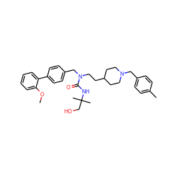 COc1ccccc1-c1ccc(CN(CCC2CCN(Cc3ccc(C)cc3)CC2)C(=O)NC(C)(C)CO)cc1 ZINC000028874510