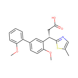 COc1ccccc1-c1ccc(OC)c([C@H](CC(=O)O)c2ncc(C)s2)c1 ZINC001772613649