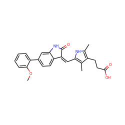 COc1ccccc1-c1ccc2c(c1)NC(=O)/C2=C\c1[nH]c(C)c(CCC(=O)O)c1C ZINC000013802881