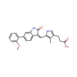 COc1ccccc1-c1ccc2c(c1)NC(=O)/C2=C\c1[nH]cc(CCC(=O)O)c1C ZINC000013802878