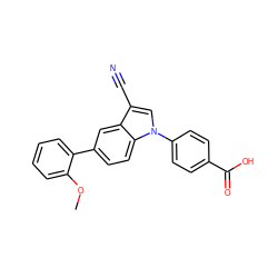 COc1ccccc1-c1ccc2c(c1)c(C#N)cn2-c1ccc(C(=O)O)cc1 ZINC000202403422