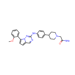 COc1ccccc1-c1ccc2cnc(Nc3ccc(C4CCN(CC(N)=O)CC4)cc3)nn12 ZINC000073222504