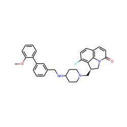 COc1ccccc1-c1cccc(CNC2CCN(C[C@@H]3Cn4c(=O)ccc5ccc(F)c3c54)CC2)c1 ZINC000045334744