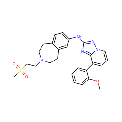 COc1ccccc1-c1cccn2nc(Nc3ccc4c(c3)CCN(CCS(C)(=O)=O)CC4)nc12 ZINC000096169817