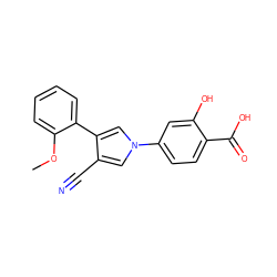 COc1ccccc1-c1cn(-c2ccc(C(=O)O)c(O)c2)cc1C#N ZINC000200846744