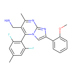 COc1ccccc1-c1cn2c(-c3c(F)cc(C)cc3F)c(CN)c(C)nc2n1 ZINC000035794149