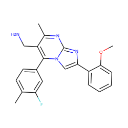 COc1ccccc1-c1cn2c(-c3ccc(C)c(F)c3)c(CN)c(C)nc2n1 ZINC000038267620