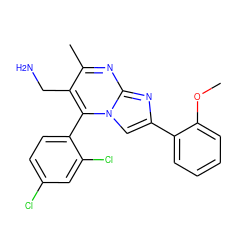 COc1ccccc1-c1cn2c(-c3ccc(Cl)cc3Cl)c(CN)c(C)nc2n1 ZINC000035933158