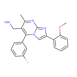 COc1ccccc1-c1cn2c(-c3cccc(F)c3)c(CN)c(C)nc2n1 ZINC000035982806