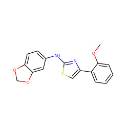 COc1ccccc1-c1csc(Nc2ccc3c(c2)OCO3)n1 ZINC000084604690