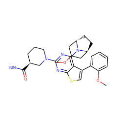 COc1ccccc1-c1csc2nc(N3CCC[C@H](C(N)=O)C3)nc(N3[C@H]4CC[C@H]3CC(OC)C4)c12 ZINC000146370199