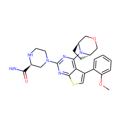 COc1ccccc1-c1csc2nc(N3CCN[C@H](C(N)=O)C3)nc(N3[C@H]4CC[C@H]3COC4)c12 ZINC000146369132