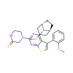 COc1ccccc1-c1csc2nc(N3CCNC(=O)C3)nc(N3[C@H]4CC[C@H]3CC(OC)C4)c12 ZINC000146365923